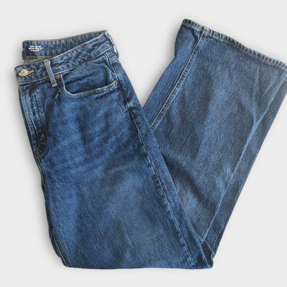 Old Navy Jeans Women Sz 12 Ski High Wide Leg Extra High Rise Pocket‎ Streetwear - Picture 1 of 9
